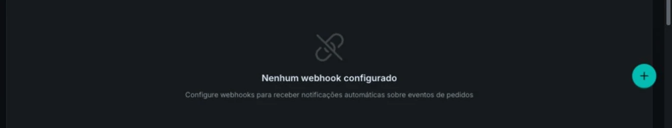Visualização de estado vazio quando não há webhooks cadastrados