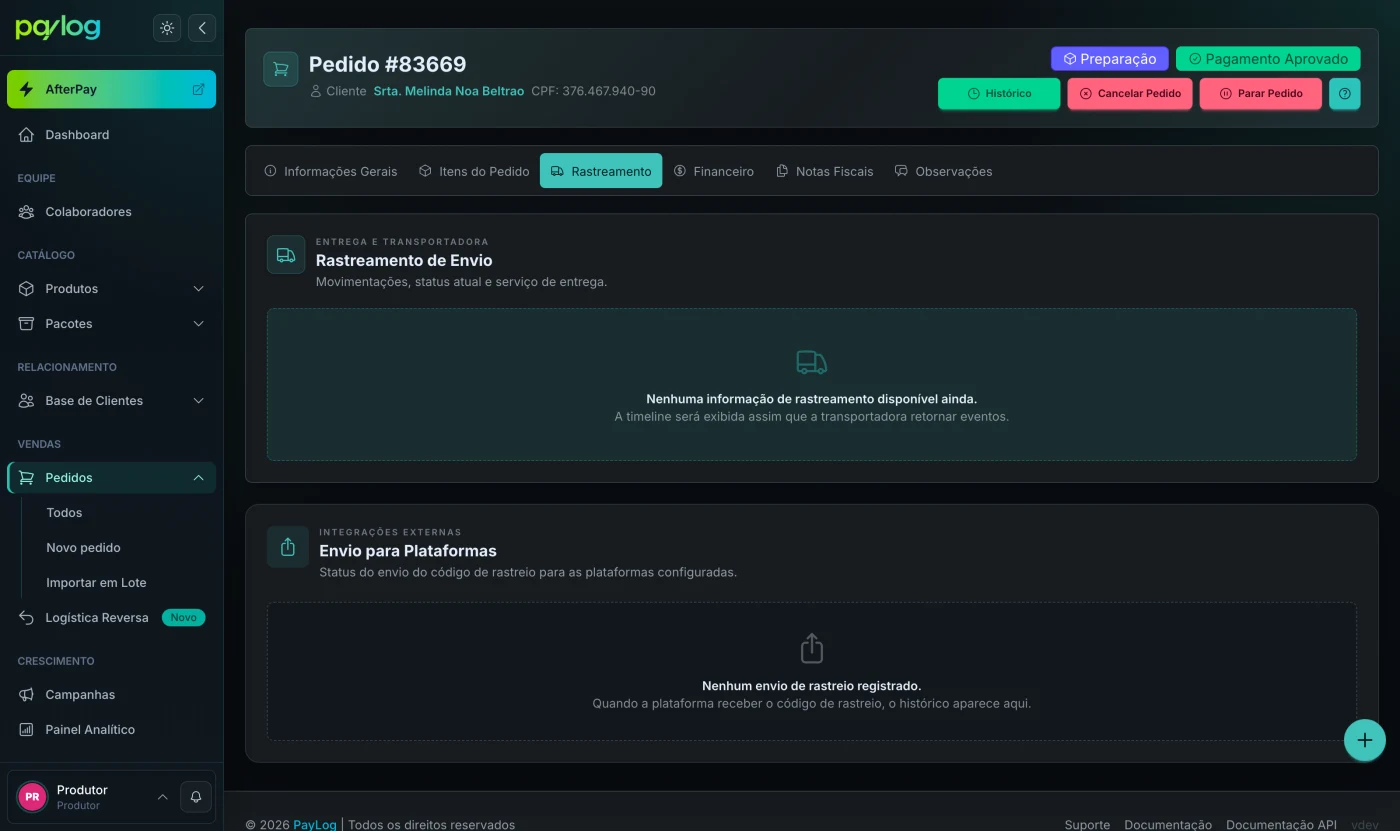 Rastreamento do pedido
